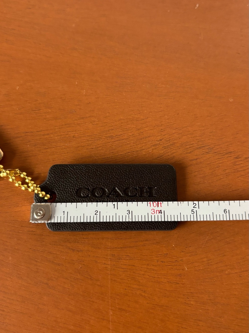 Coach Black Leather and Gold-Tone Metal Tag Keychain - Picture 5 of 6